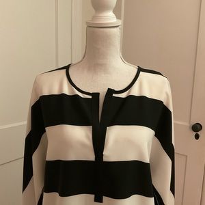 DKNY Black and White Stripe Blouse